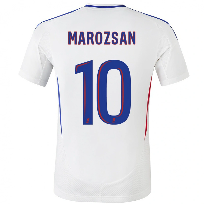 Danxen Hombre Camiseta Dzsenifer Marozsán #10 Blanco Azul 1ª Equipación 2024/25 La Camisa