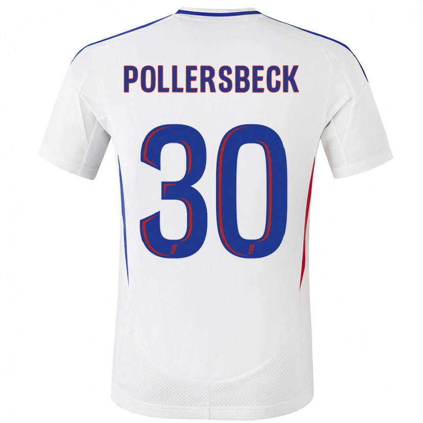 Danxen Hombre Camiseta Julian Pollersbeck #30 Blanco Azul 1ª Equipación 2024/25 La Camisa