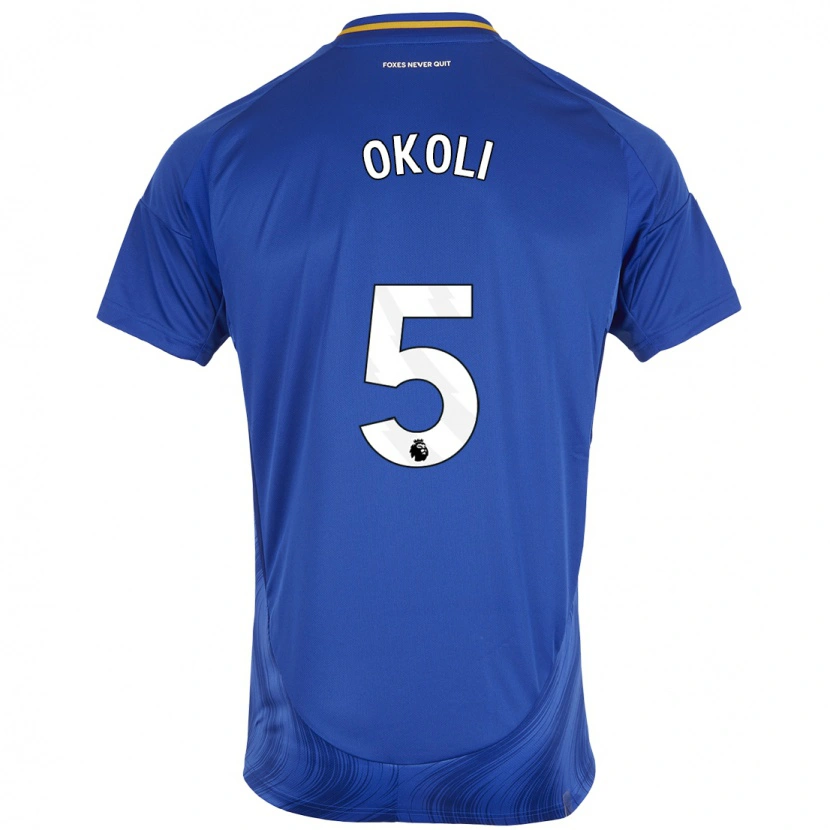 Danxen Hombre Camiseta Caleb Okoli #5 Azul Blanco 1ª Equipación 2024/25 La Camisa