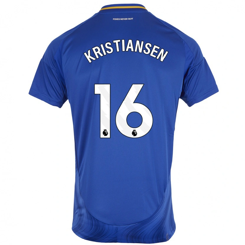 Danxen Hombre Camiseta Victor Kristiansen #16 Azul Blanco 1ª Equipación 2024/25 La Camisa