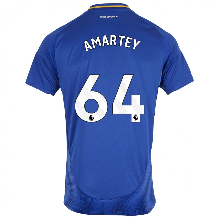 Danxen Hombre Camiseta Bobby Amartey #64 Azul Blanco 1ª Equipación 2024/25 La Camisa