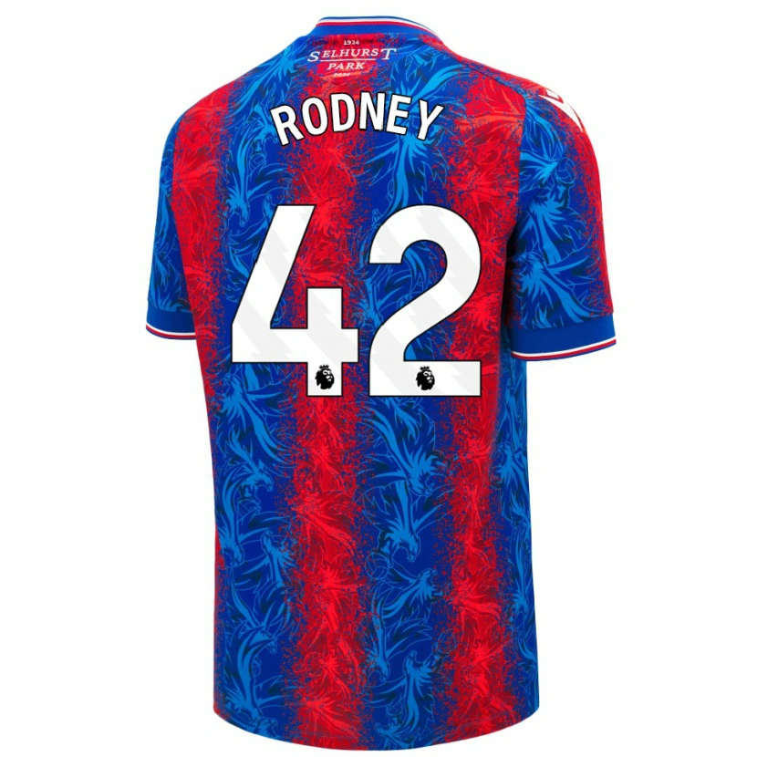 Danxen Hombre Camiseta Kaden Rodney #42 Rayas Rojas Y Azules 1ª Equipación 2024/25 La Camisa