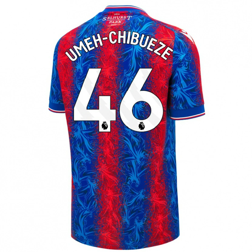 Danxen Hombre Camiseta Franco Umeh-Chibueze #46 Rayas Rojas Y Azules 1ª Equipación 2024/25 La Camisa