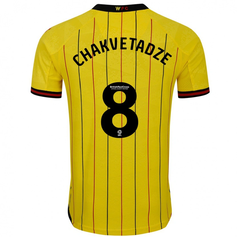 Danxen Hombre Camiseta Giorgi Chakvetadze #8 Amarillo Negro 1ª Equipación 2024/25 La Camisa