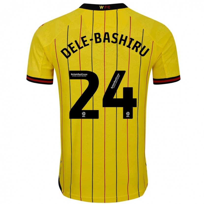 Danxen Hombre Camiseta Tom Dele-Bashiru #24 Amarillo Negro 1ª Equipación 2024/25 La Camisa