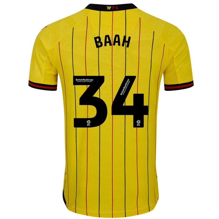 Danxen Hombre Camiseta Kwadwo Baah #34 Amarillo Negro 1ª Equipación 2024/25 La Camisa