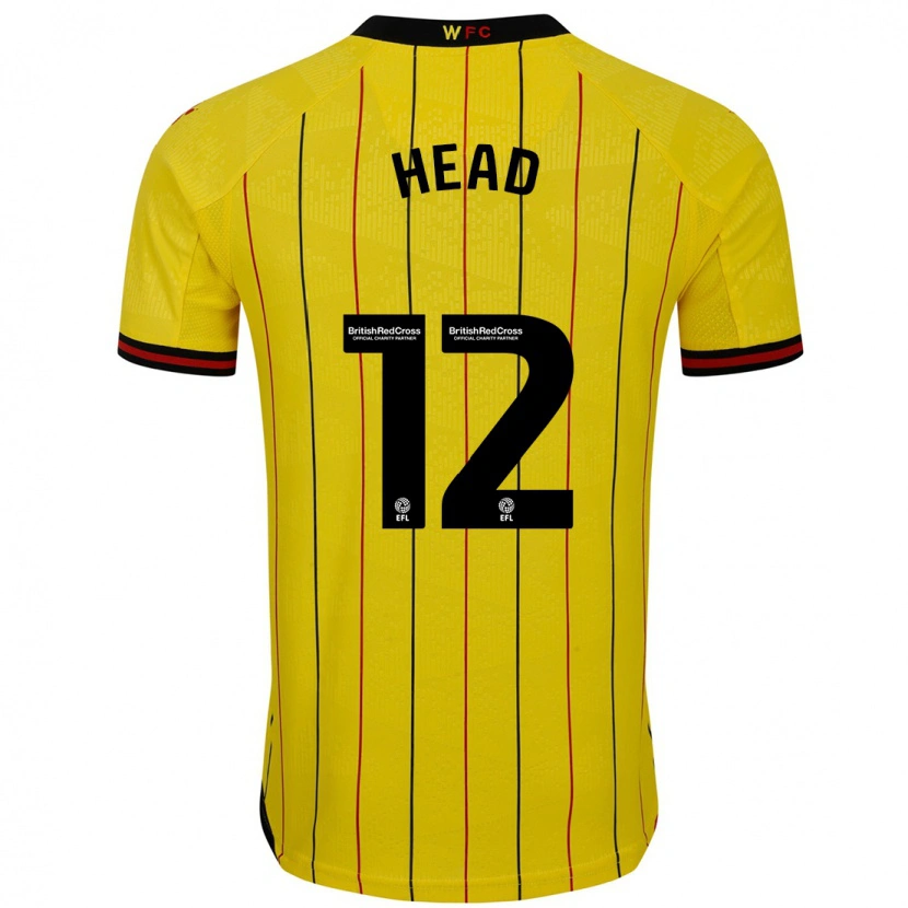 Danxen Hombre Camiseta Ellie Head #12 Amarillo Negro 1ª Equipación 2024/25 La Camisa