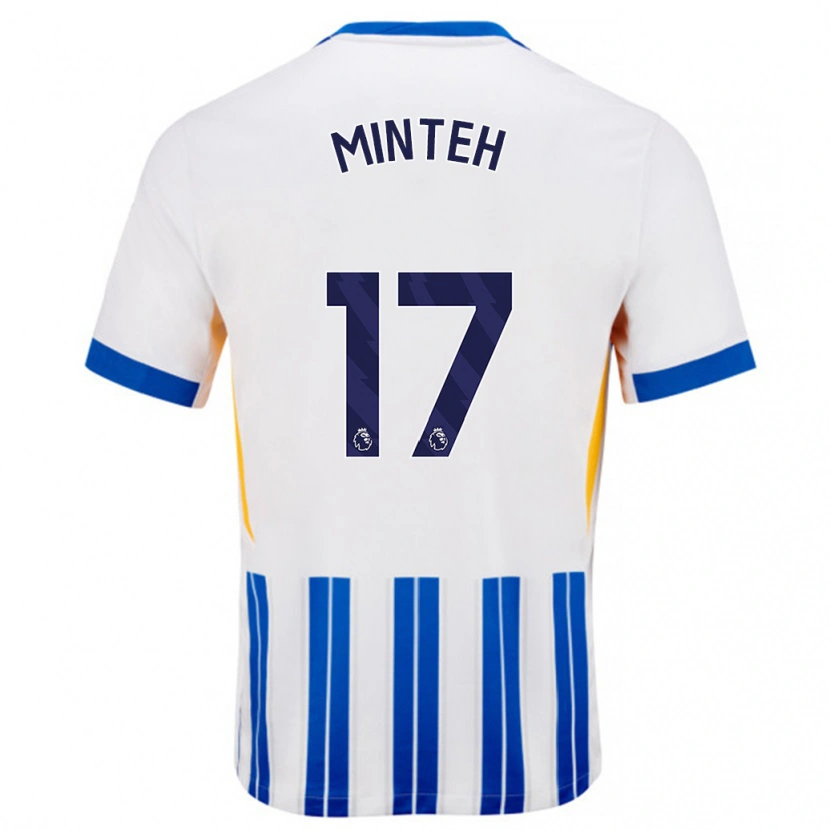 Danxen Hombre Camiseta Yankuba Minteh #17 Blanco Azul Rayas 1ª Equipación 2024/25 La Camisa