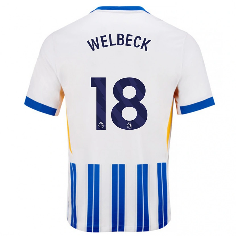 Danxen Hombre Camiseta Danny Welbeck #18 Blanco Azul Rayas 1ª Equipación 2024/25 La Camisa