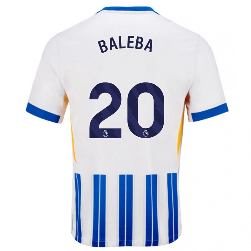 Danxen Hombre Camiseta Carlos Baleba #20 Blanco Azul Rayas 1ª Equipación 2024/25 La Camisa