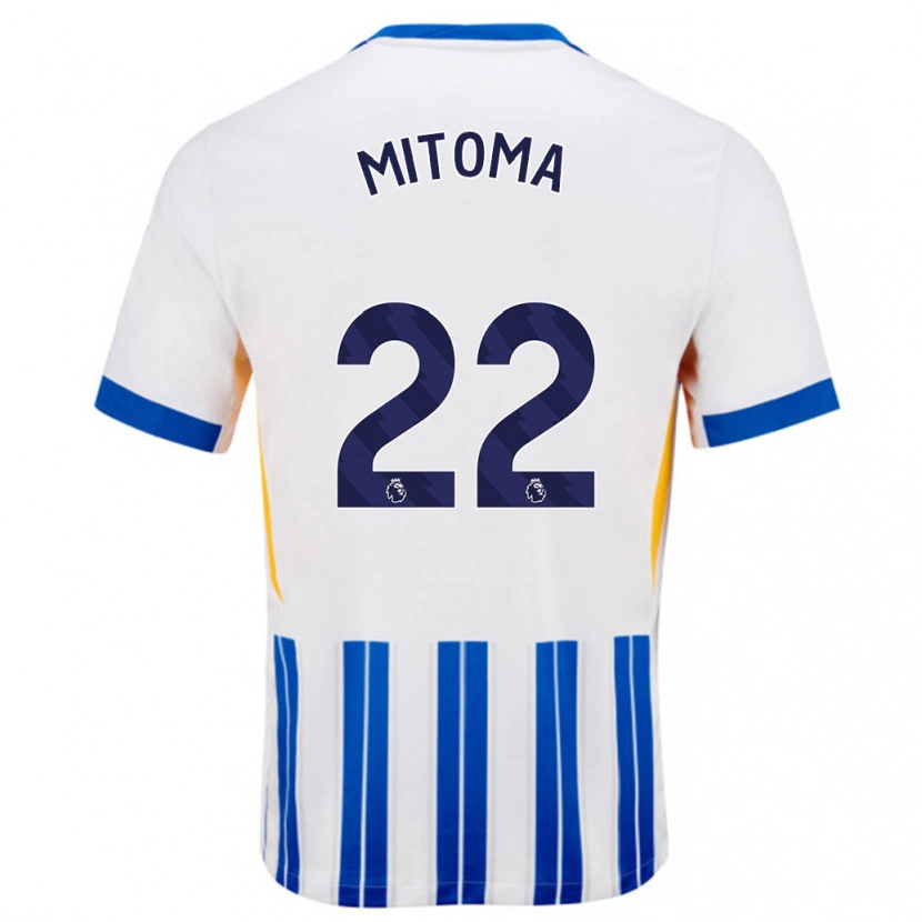 Danxen Hombre Camiseta Kaoru Mitoma #22 Blanco Azul Rayas 1ª Equipación 2024/25 La Camisa