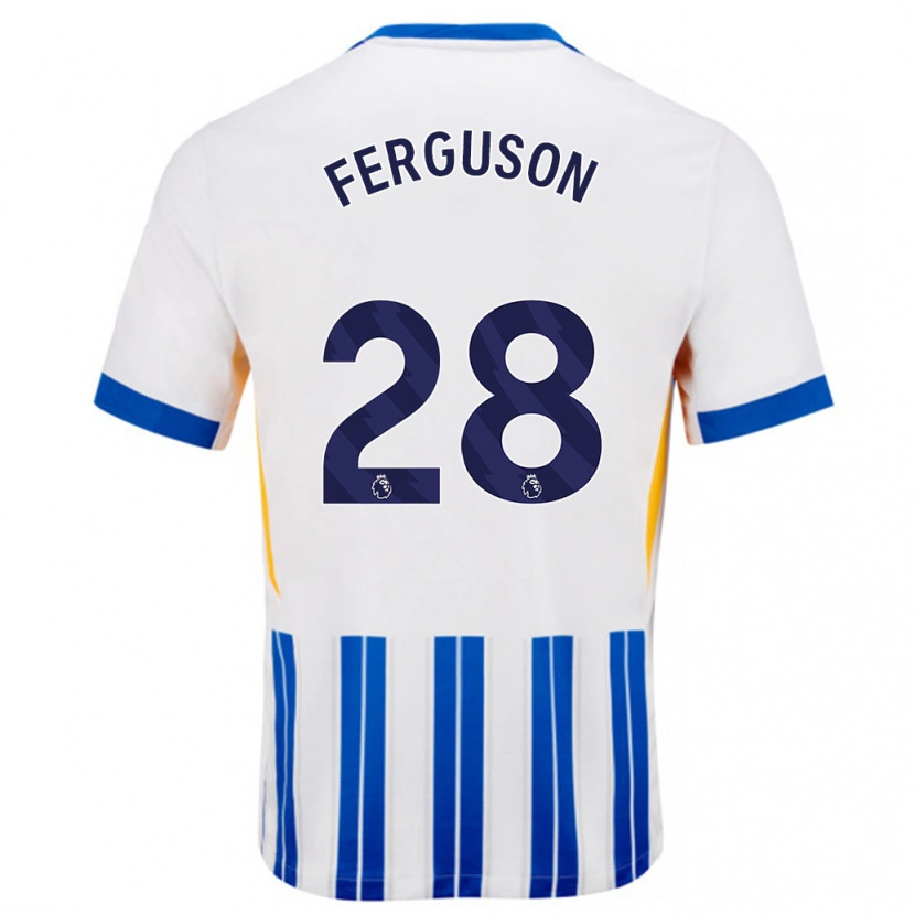 Danxen Hombre Camiseta Evan Ferguson #28 Blanco Azul Rayas 1ª Equipación 2024/25 La Camisa