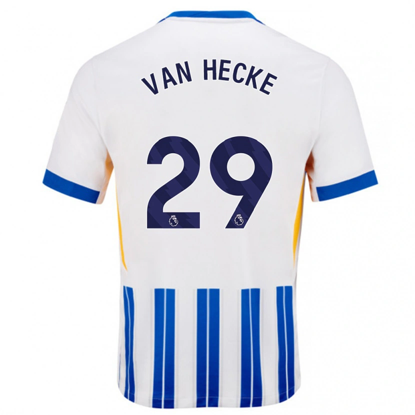 Danxen Hombre Camiseta Jan Paul Van Hecke #29 Blanco Azul Rayas 1ª Equipación 2024/25 La Camisa