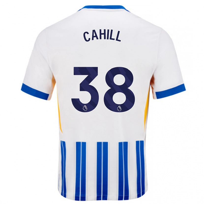 Danxen Hombre Camiseta Killian Cahill #38 Blanco Azul Rayas 1ª Equipación 2024/25 La Camisa