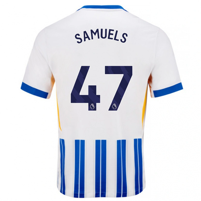 Danxen Hombre Camiseta Imari Samuels #47 Blanco Azul Rayas 1ª Equipación 2024/25 La Camisa