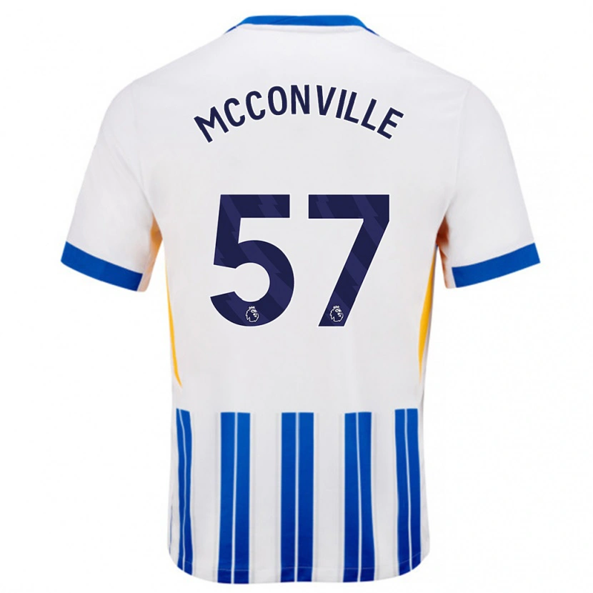 Danxen Hombre Camiseta Ruairi Mcconville #57 Blanco Azul Rayas 1ª Equipación 2024/25 La Camisa