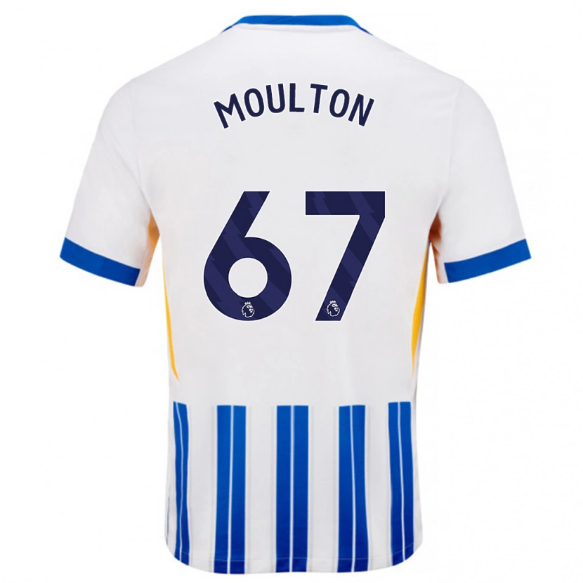 Danxen Hombre Camiseta Remiero Moulton #67 Blanco Azul Rayas 1ª Equipación 2024/25 La Camisa