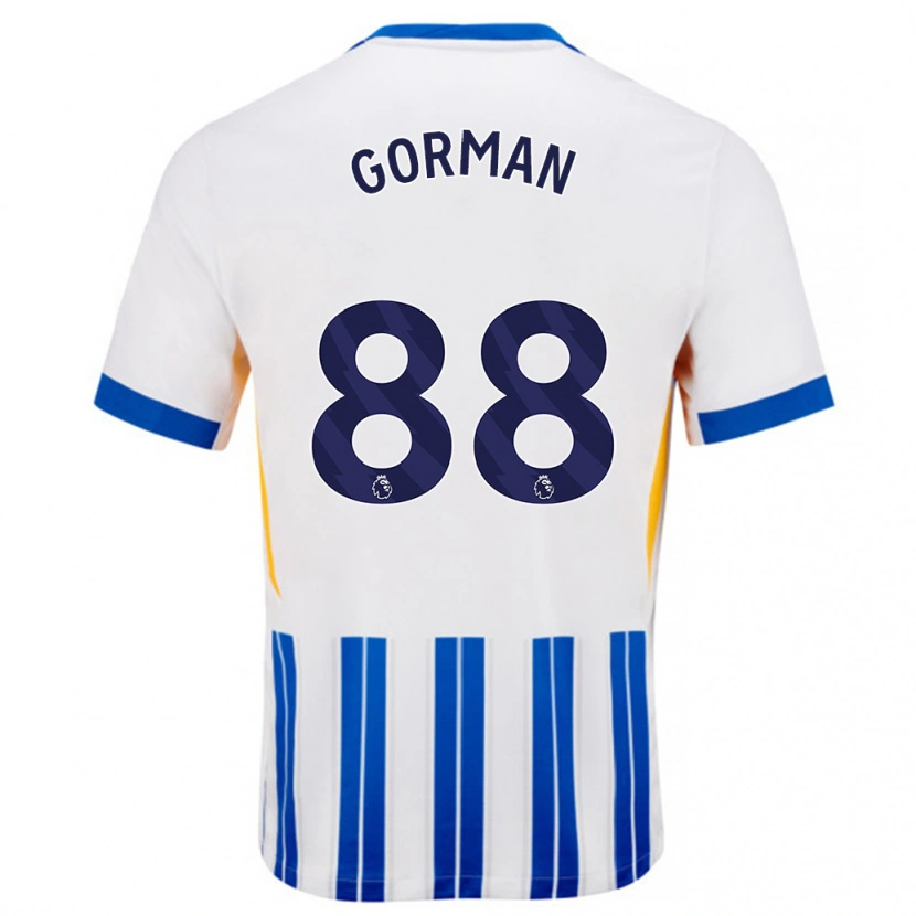 Danxen Hombre Camiseta Ronnie Gorman #88 Blanco Azul Rayas 1ª Equipación 2024/25 La Camisa