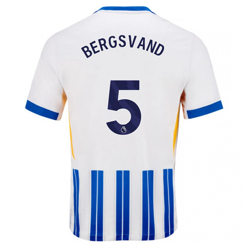 Danxen Hombre Camiseta Guro Bergsvand #5 Blanco Azul Rayas 1ª Equipación 2024/25 La Camisa