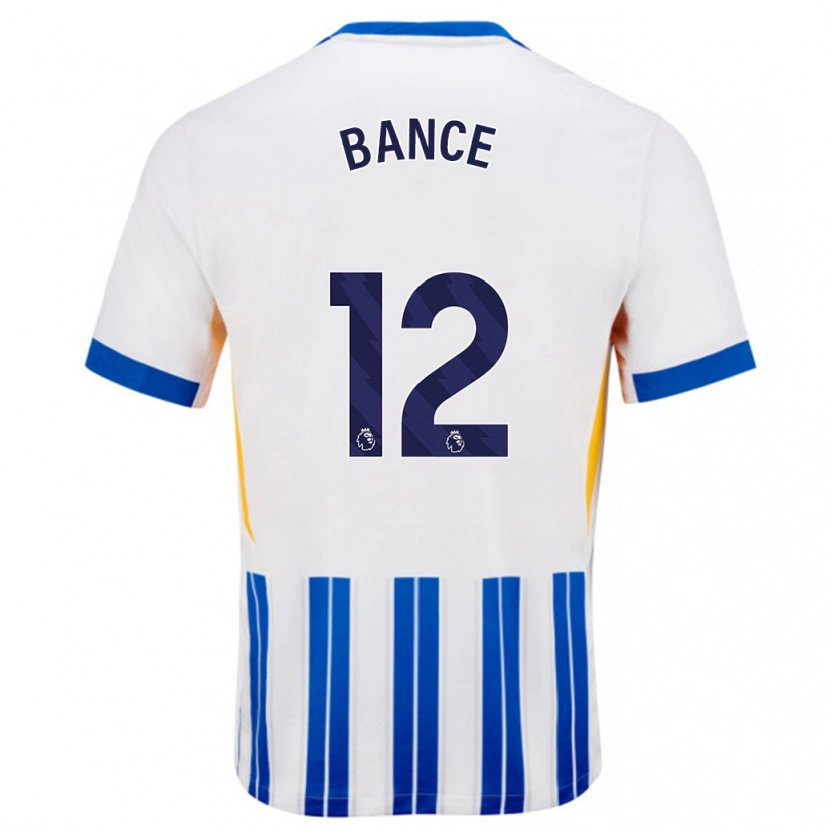 Danxen Hombre Camiseta Libby Bance #12 Blanco Azul Rayas 1ª Equipación 2024/25 La Camisa