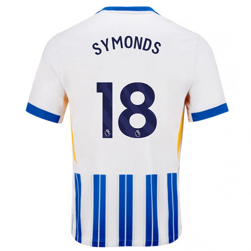 Danxen Hombre Camiseta Maisie Symonds #18 Blanco Azul Rayas 1ª Equipación 2024/25 La Camisa