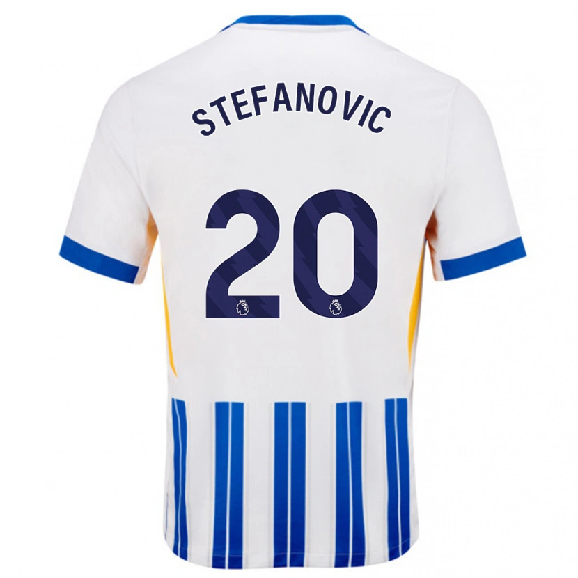 Danxen Hombre Camiseta Dejana Stefanović #20 Blanco Azul Rayas 1ª Equipación 2024/25 La Camisa