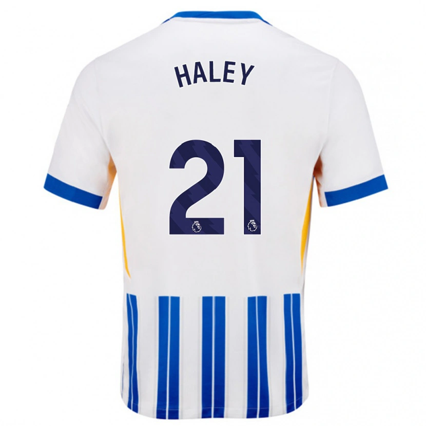 Danxen Hombre Camiseta Madison Haley #21 Blanco Azul Rayas 1ª Equipación 2024/25 La Camisa