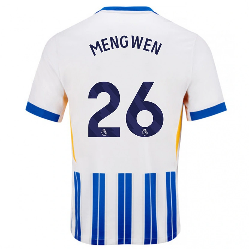 Danxen Hombre Camiseta Li Mengwen #26 Blanco Azul Rayas 1ª Equipación 2024/25 La Camisa