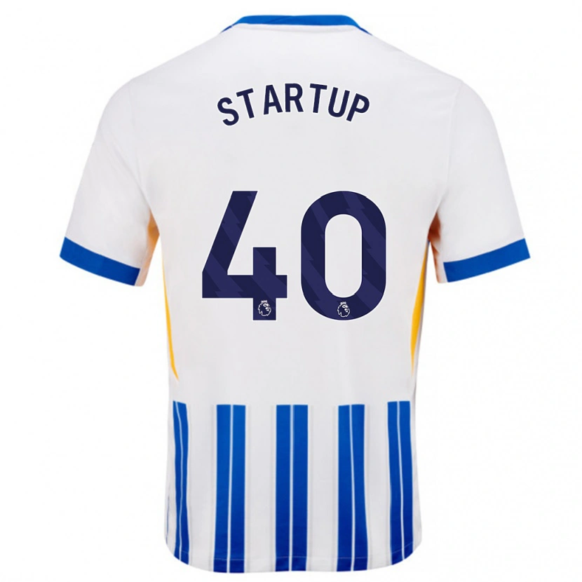 Danxen Hombre Camiseta Katie Startup #40 Blanco Azul Rayas 1ª Equipación 2024/25 La Camisa