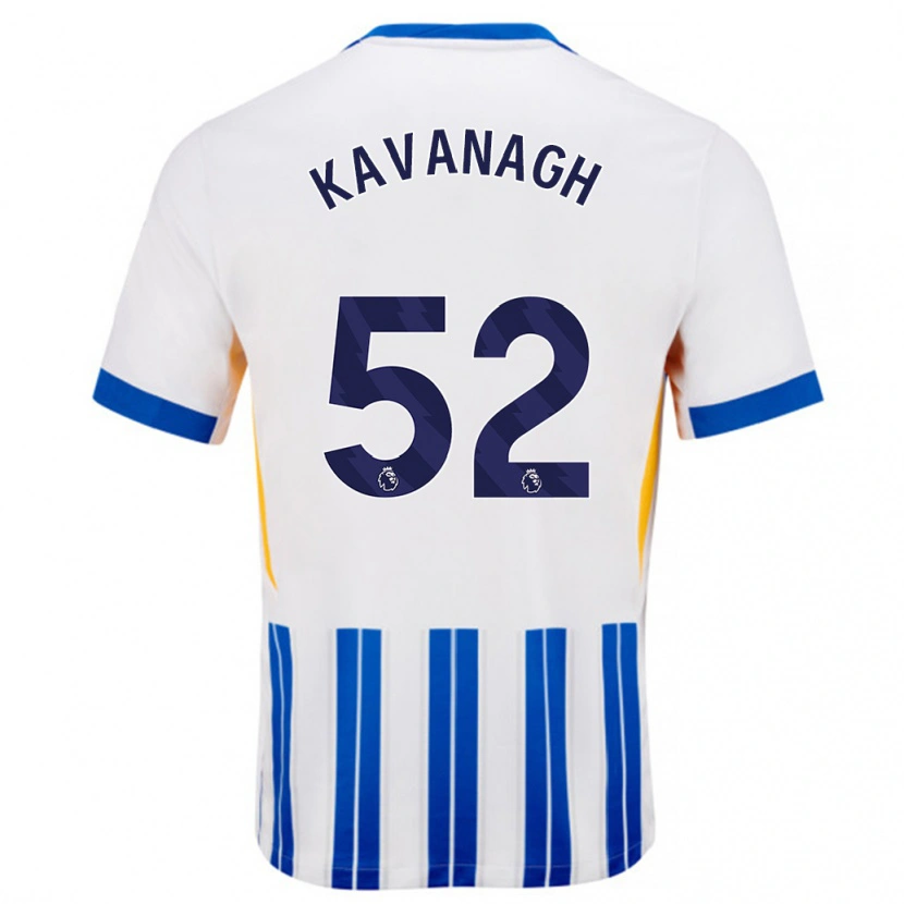 Danxen Hombre Camiseta Leigh Kavanagh #52 Blanco Azul Rayas 1ª Equipación 2024/25 La Camisa