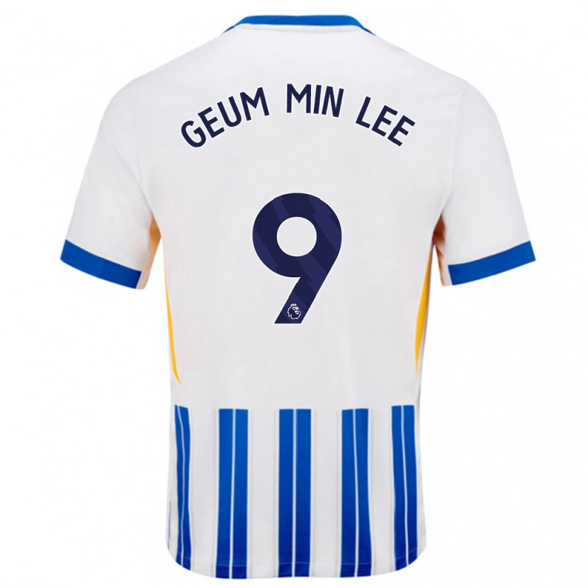 Danxen Hombre Camiseta Lee Geum-Min #9 Blanco Azul Rayas 1ª Equipación 2024/25 La Camisa