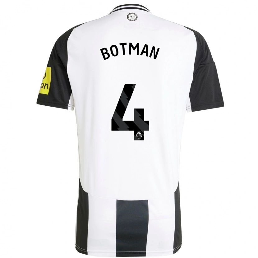 Danxen Hombre Camiseta Sven Botman #4 Blanco Negro 1ª Equipación 2024/25 La Camisa