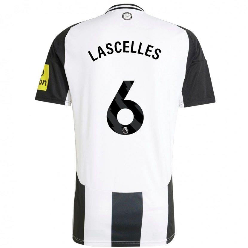 Danxen Hombre Camiseta Jamaal Lascelles #6 Blanco Negro 1ª Equipación 2024/25 La Camisa