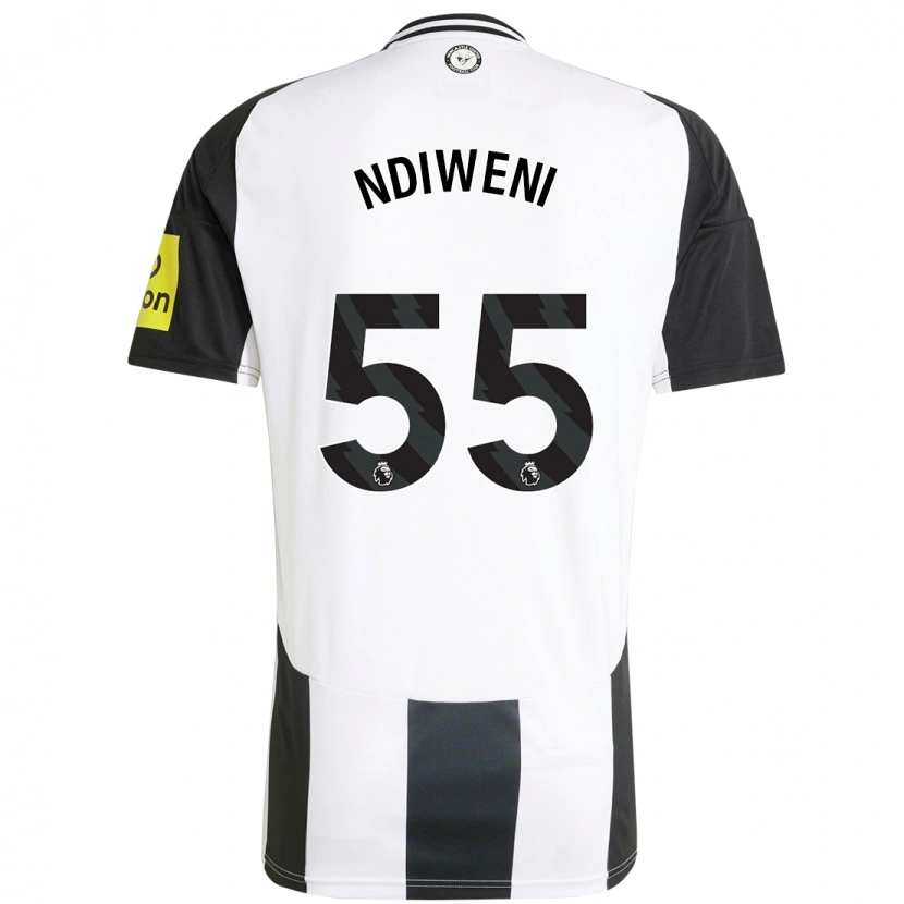 Danxen Hombre Camiseta Michael Ndiweni #55 Blanco Negro 1ª Equipación 2024/25 La Camisa