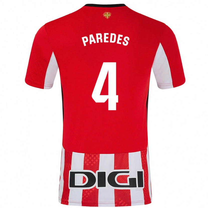 Danxen Hombre Camiseta Aitor Paredes #4 Rojo Blanco 1ª Equipación 2024/25 La Camisa