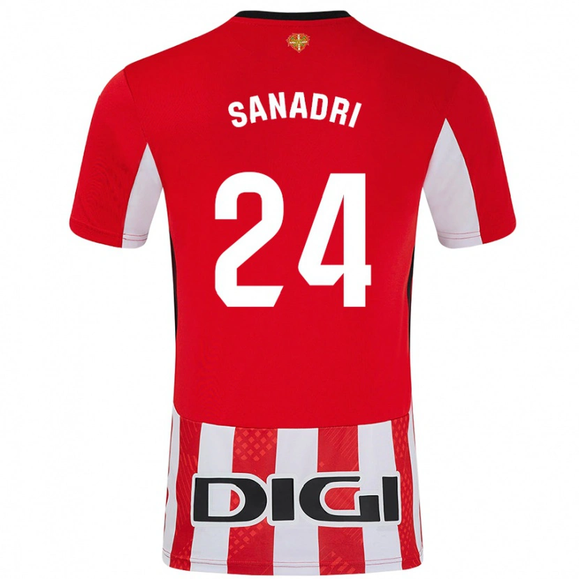 Danxen Hombre Camiseta Sanadri #24 Rojo Blanco 1ª Equipación 2024/25 La Camisa