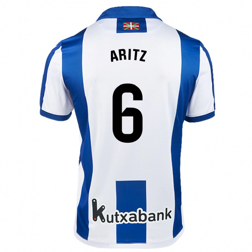 Danxen Hombre Camiseta Aritz Elustondo #6 Blanco Azul 1ª Equipación 2024/25 La Camisa