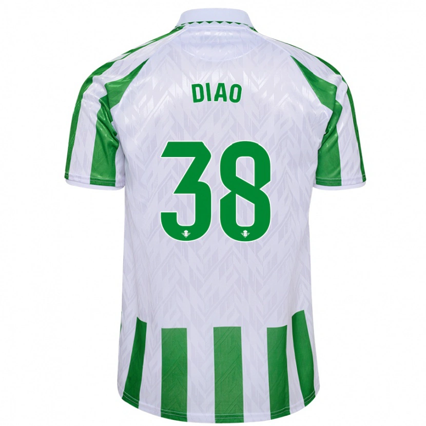 Danxen Hombre Camiseta Assane Diao #38 Verde Rayas Blancas 1ª Equipación 2024/25 La Camisa