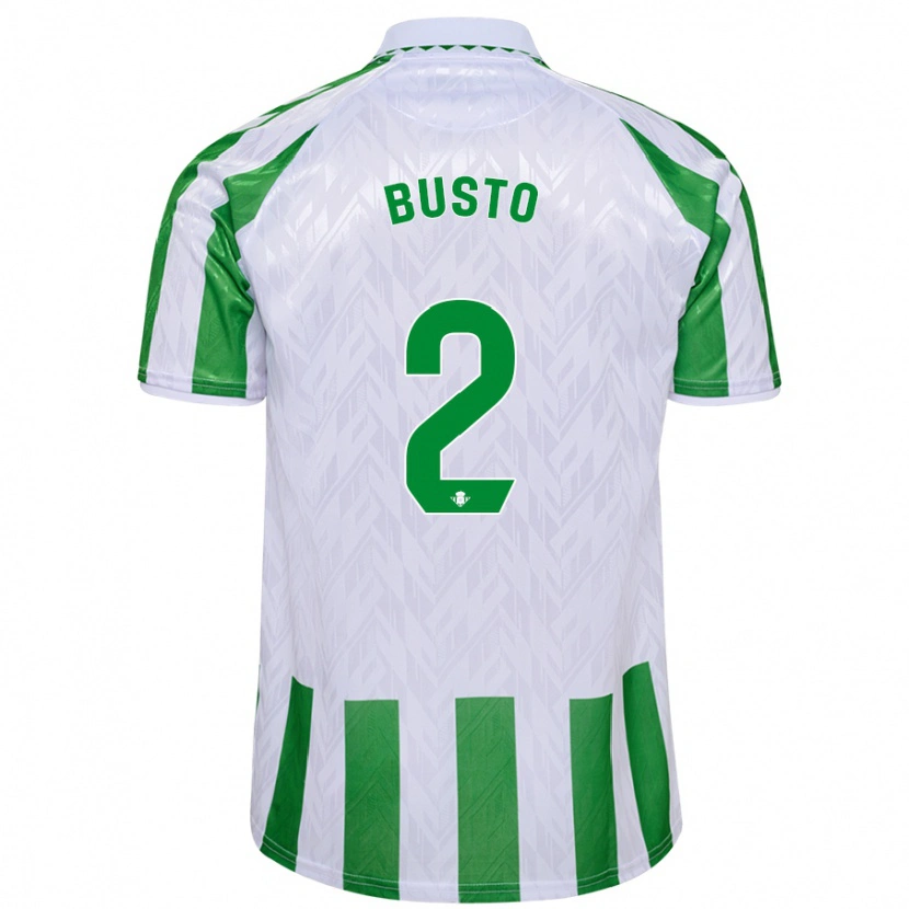 Danxen Hombre Camiseta Pablo Busto #2 Verde Rayas Blancas 1ª Equipación 2024/25 La Camisa