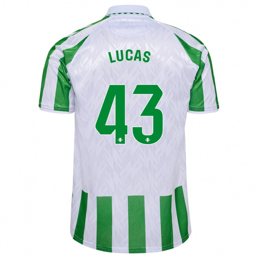 Danxen Hombre Camiseta Lucas Alcázar #43 Verde Rayas Blancas 1ª Equipación 2024/25 La Camisa