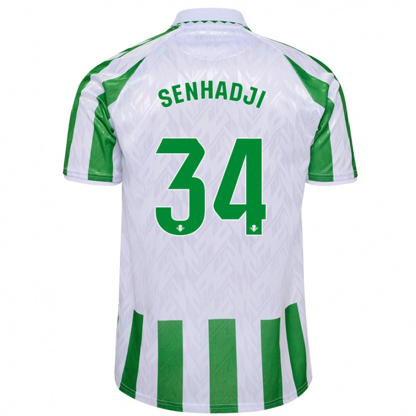 Danxen Hombre Camiseta Yanis Senhadji #34 Verde Rayas Blancas 1ª Equipación 2024/25 La Camisa