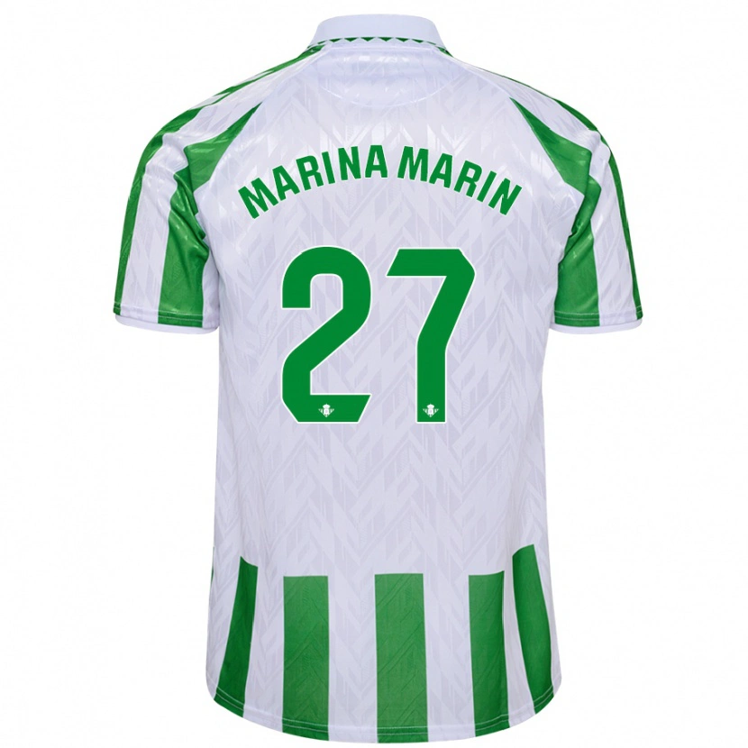 Danxen Hombre Camiseta Marina Marín #27 Verde Rayas Blancas 1ª Equipación 2024/25 La Camisa