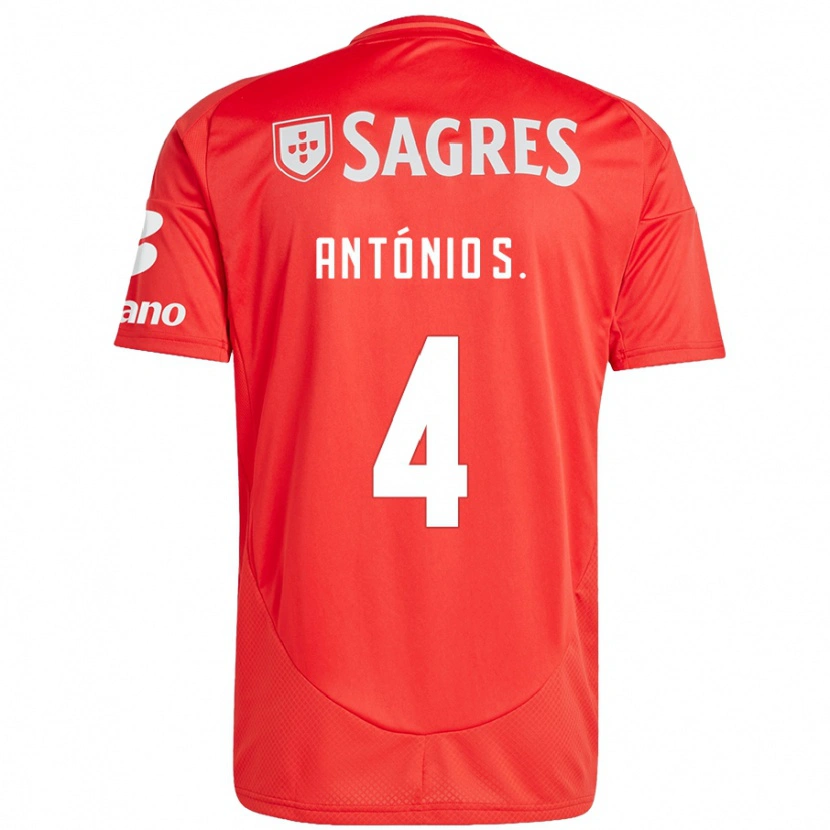 Danxen Hombre Camiseta António Silva #4 Rojo Blanco 1ª Equipación 2024/25 La Camisa