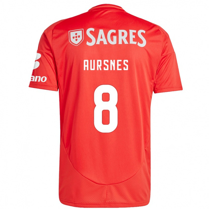 Danxen Hombre Camiseta Fredrik Aursnes #8 Rojo Blanco 1ª Equipación 2024/25 La Camisa