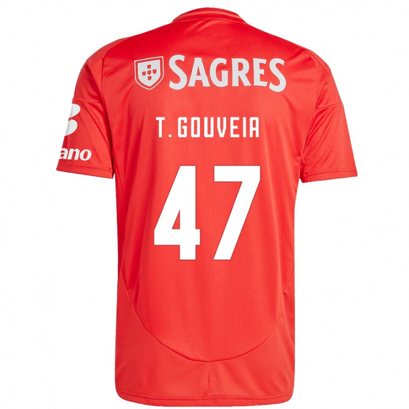 Danxen Hombre Camiseta Tiago Gouveia #47 Rojo Blanco 1ª Equipación 2024/25 La Camisa