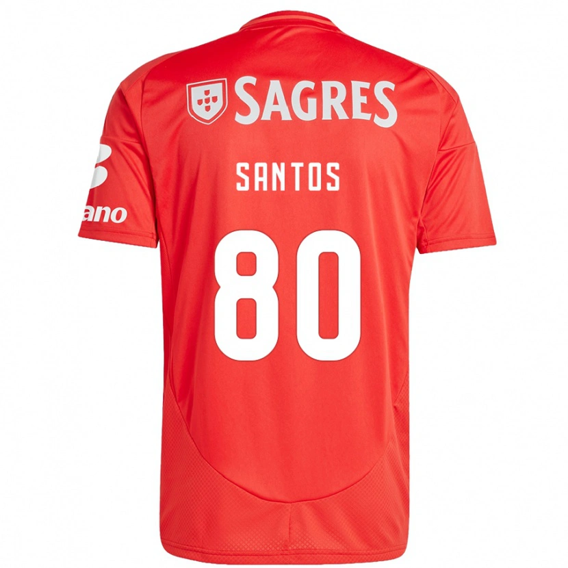 Danxen Hombre Camiseta Pedro Santos #80 Rojo Blanco 1ª Equipación 2024/25 La Camisa