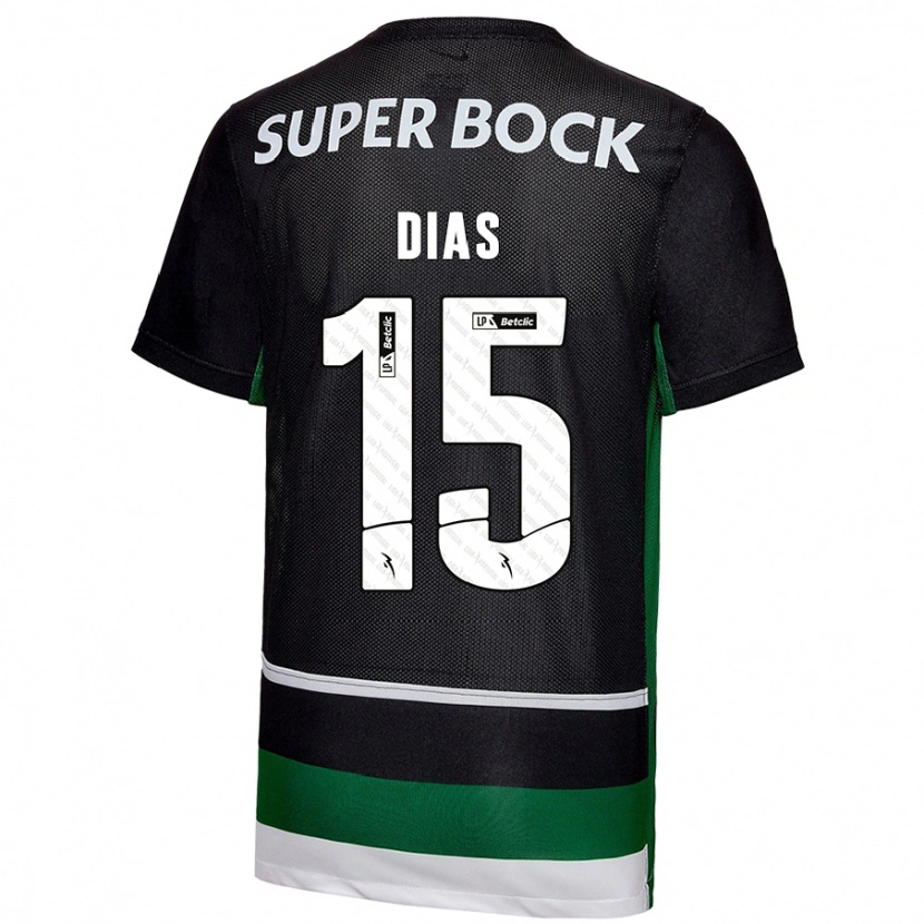 Danxen Hombre Camiseta Rodrigo Dias #15 Negro Blanco Verde 1ª Equipación 2024/25 La Camisa