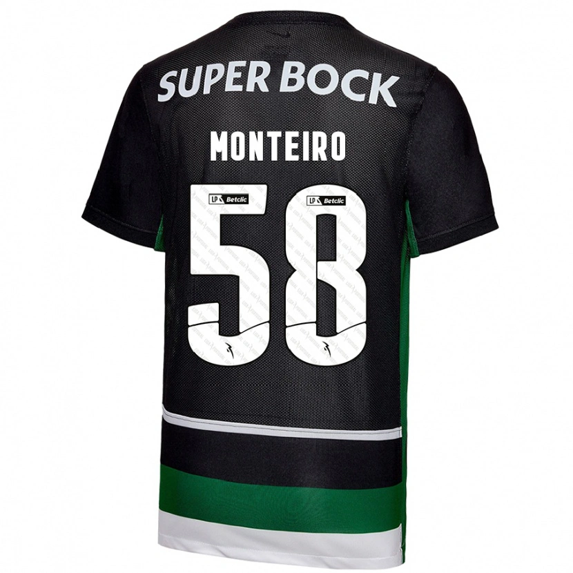 Danxen Hombre Camiseta David Monteiro #58 Negro Blanco Verde 1ª Equipación 2024/25 La Camisa