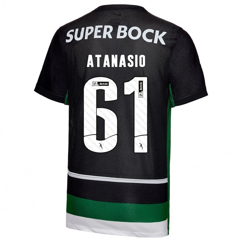 Danxen Hombre Camiseta Atanásio #61 Negro Blanco Verde 1ª Equipación 2024/25 La Camisa