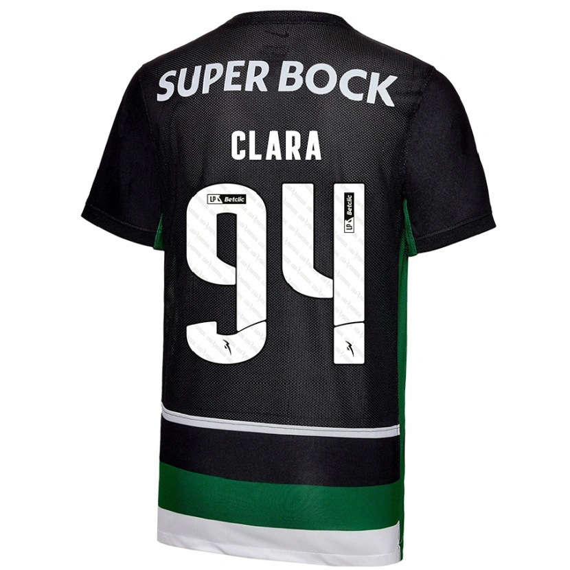 Danxen Hombre Camiseta Diogo Clara #94 Negro Blanco Verde 1ª Equipación 2024/25 La Camisa